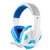 White and blue wireless gaming headset with cushioned ear pads and LED tech accents, modern electronics accessory. - NovaElectronics - headphones - Black blue - CJXFBXEJ00515-Black blue - null